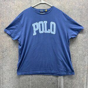 Polo Ralph Lauren Shirt Mens XL Blue Crewneck Spell Out Classic Fit Sport